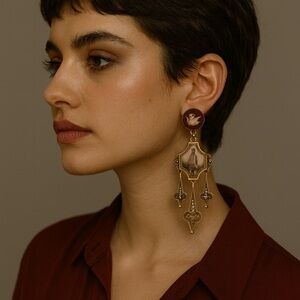 Elegant Gold and Brown Statement Earrings